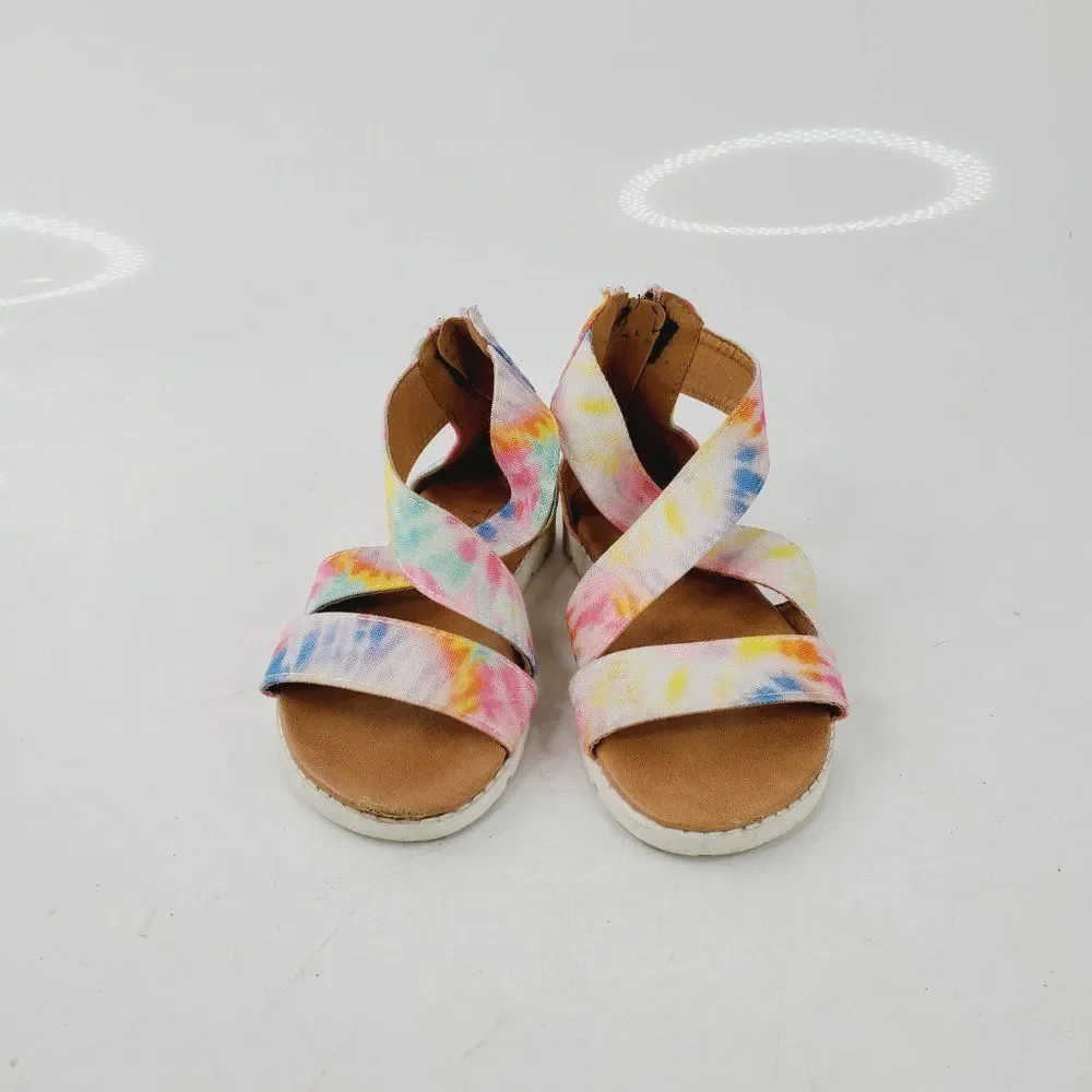 Tahari Girl's Multicolor Tie Dye Casual Back Zip Gladiator Sandal‎ Size 10